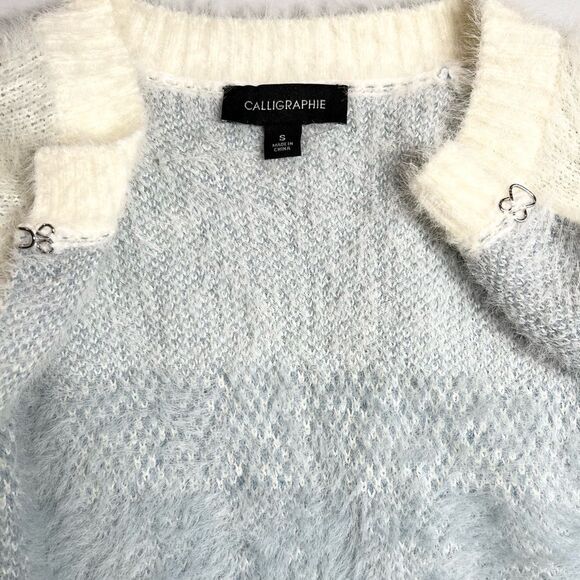 Calligraphie Soft Fuzzy Poncho Cape Sweater Ruffle Small - Picture 7 of 9